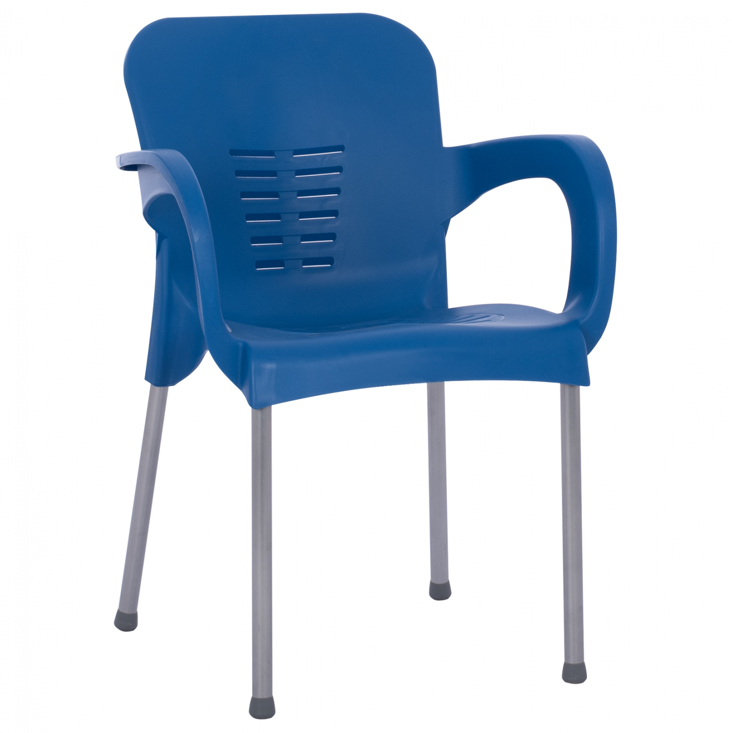 Πολυθρόνα από PP/αλουμίνιο σε μπλε/ασημί χρώμα 59x58x81