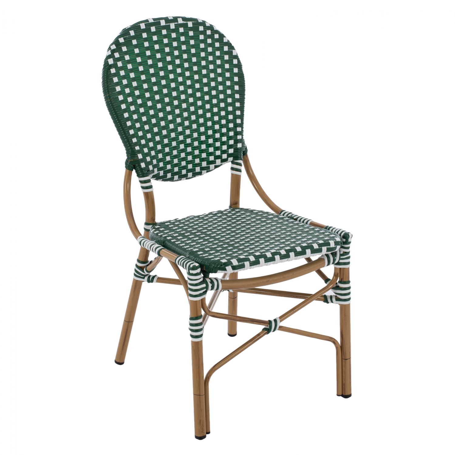 Καρέκλα από αλουμίνιο/μπαμπού σε καφέ/πράσινο/λευκό χρώμα 47x55x98
