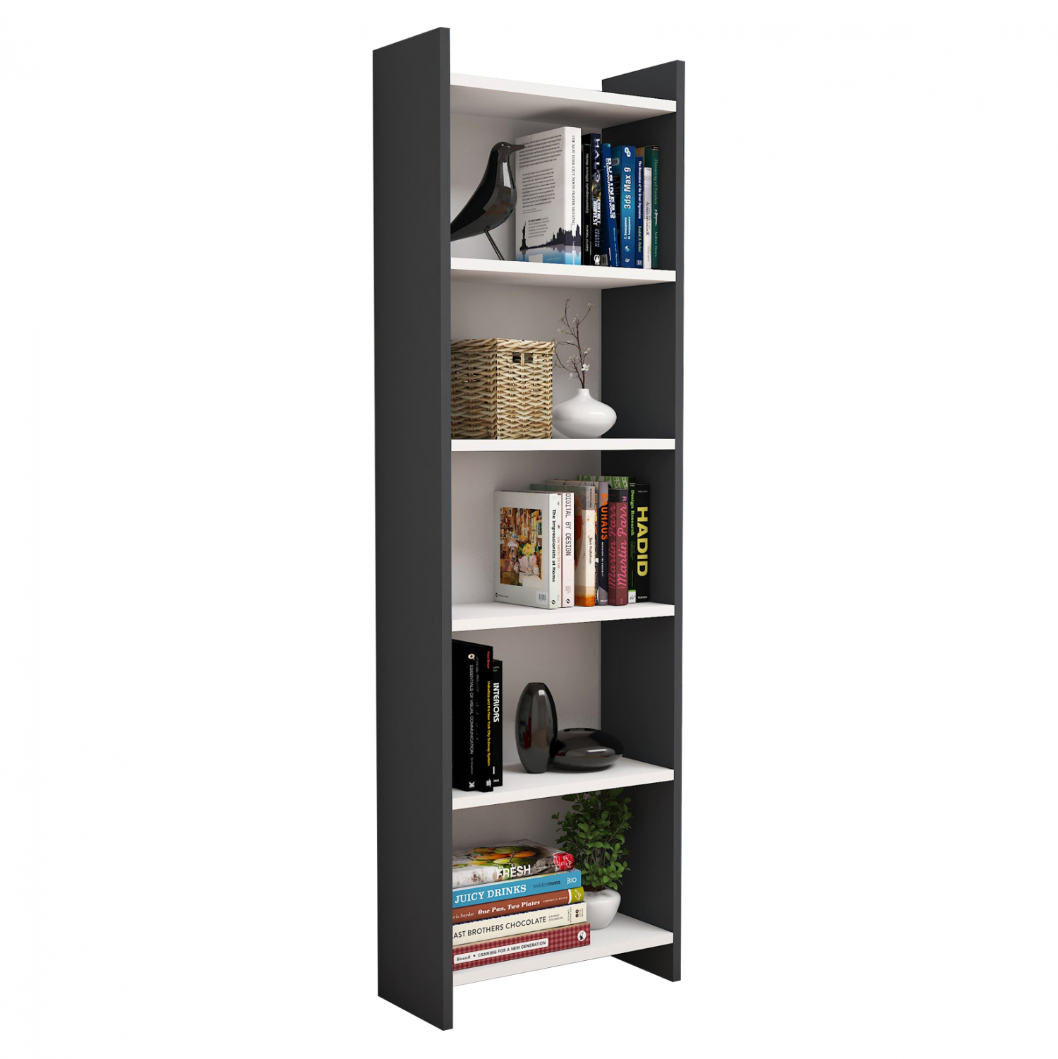 Βιβλιοθήκη σε χρώμα ανθρακί 48,5x22x160