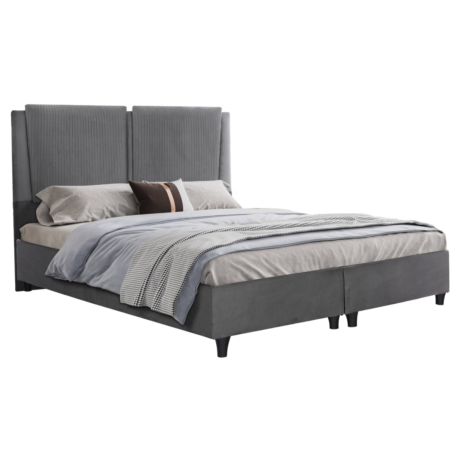 Κρεβάτι “MARGA” από ύφασμα σε γκρι χρώμα 160×200