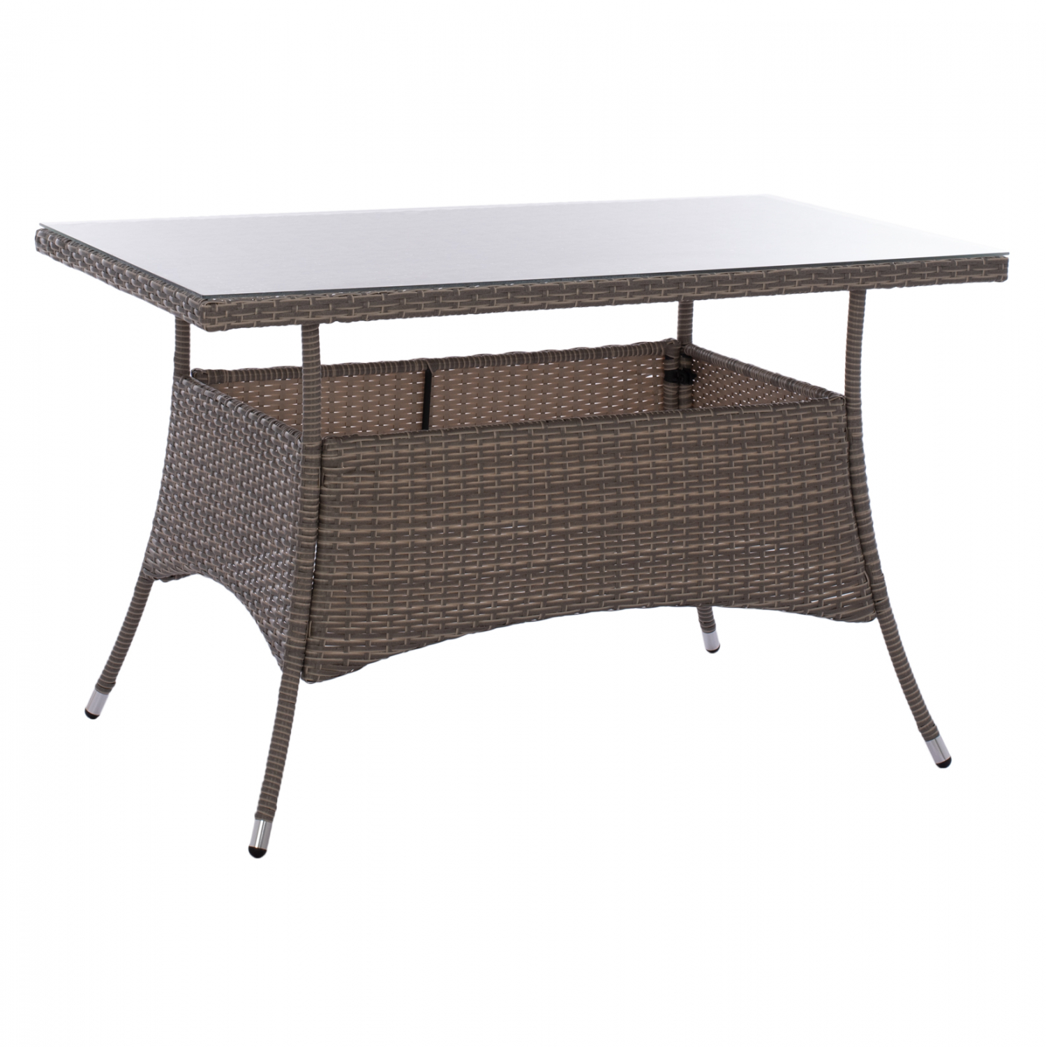 Τραπέζι “MILITARY” από μέταλλο/wicker/γυαλί σε γκρι χρώμα 120x70x75