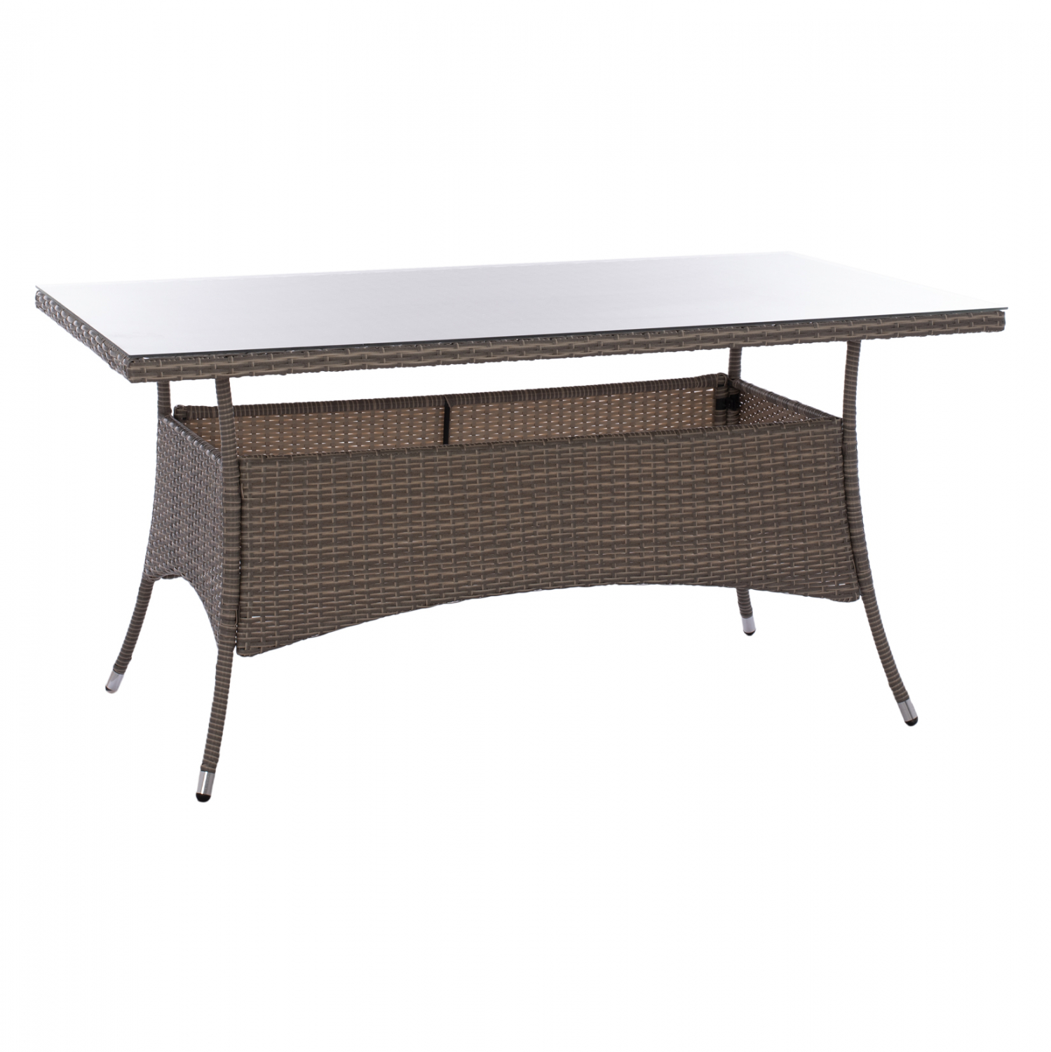 Τραπέζι “MINSK” από μέταλλο/wicker/γυαλί σε γκρι χρώμα 150x90x75