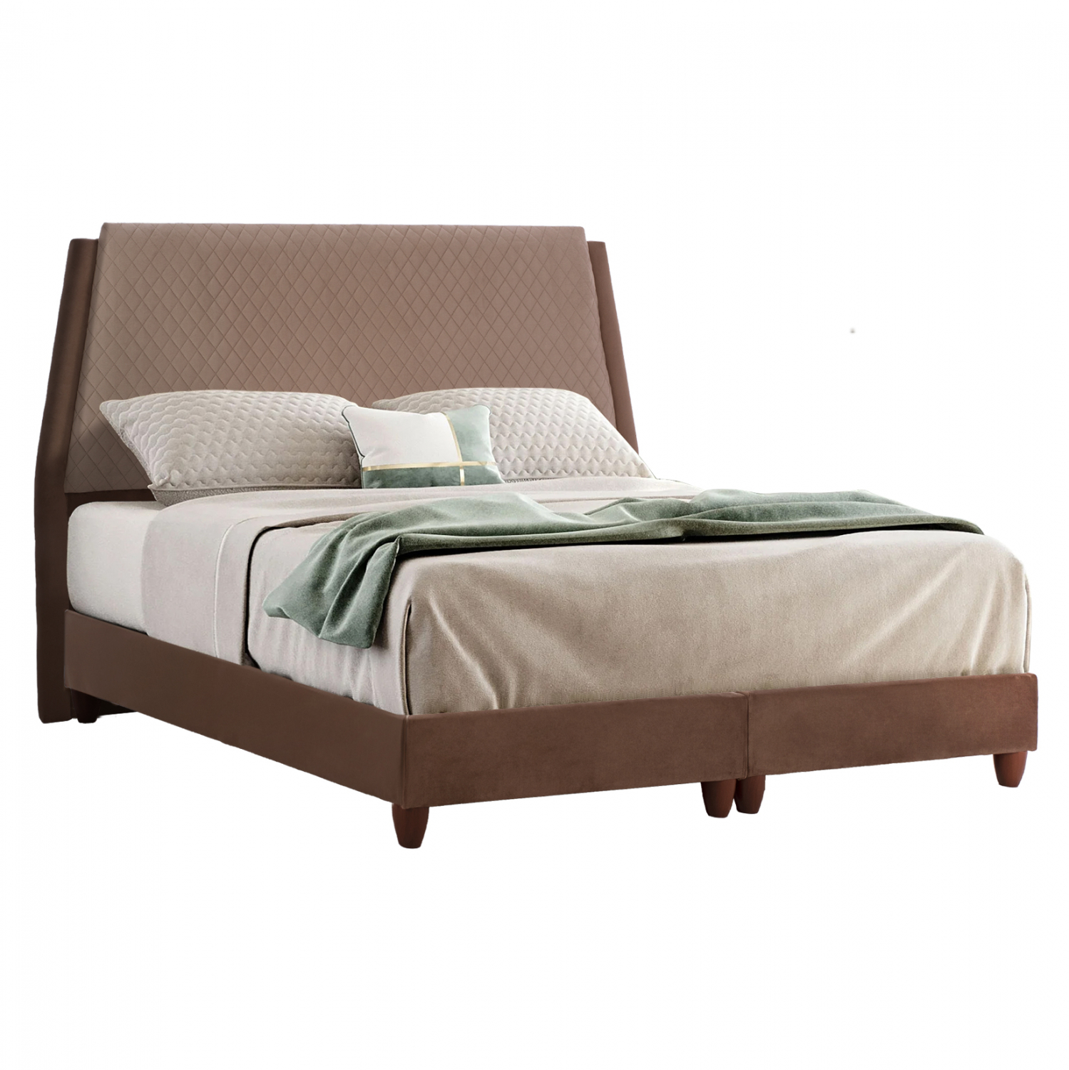 Κρεβάτι “REGINA” από ύφασμα σε χρώμα καφέ 160×200