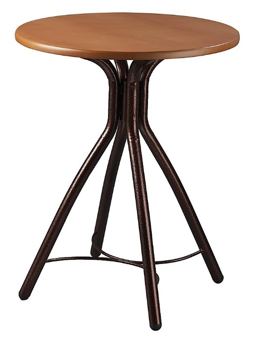 Τραπέζι μεταλλικό σε χρώμα ασημί/καφέ Φ60