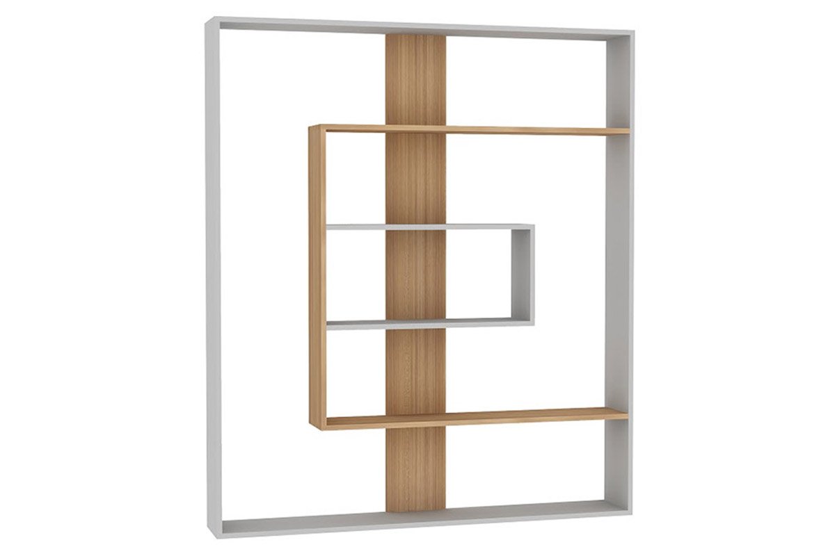 Βιβλιοθήκη «TESA» χρώμα λευκό-teak 150x22x174