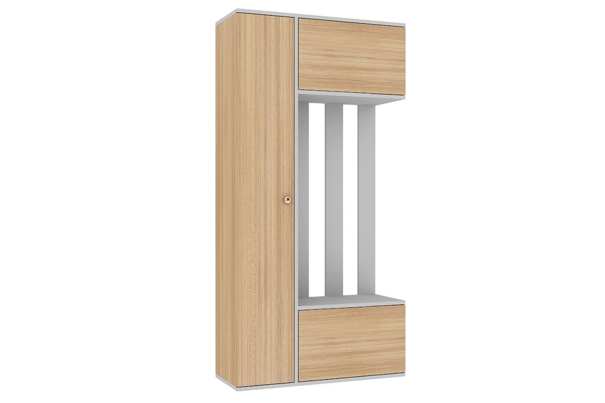 Έπιπλο εισόδου «EVA» σε χρώμα λευκό-teak 90x35x180