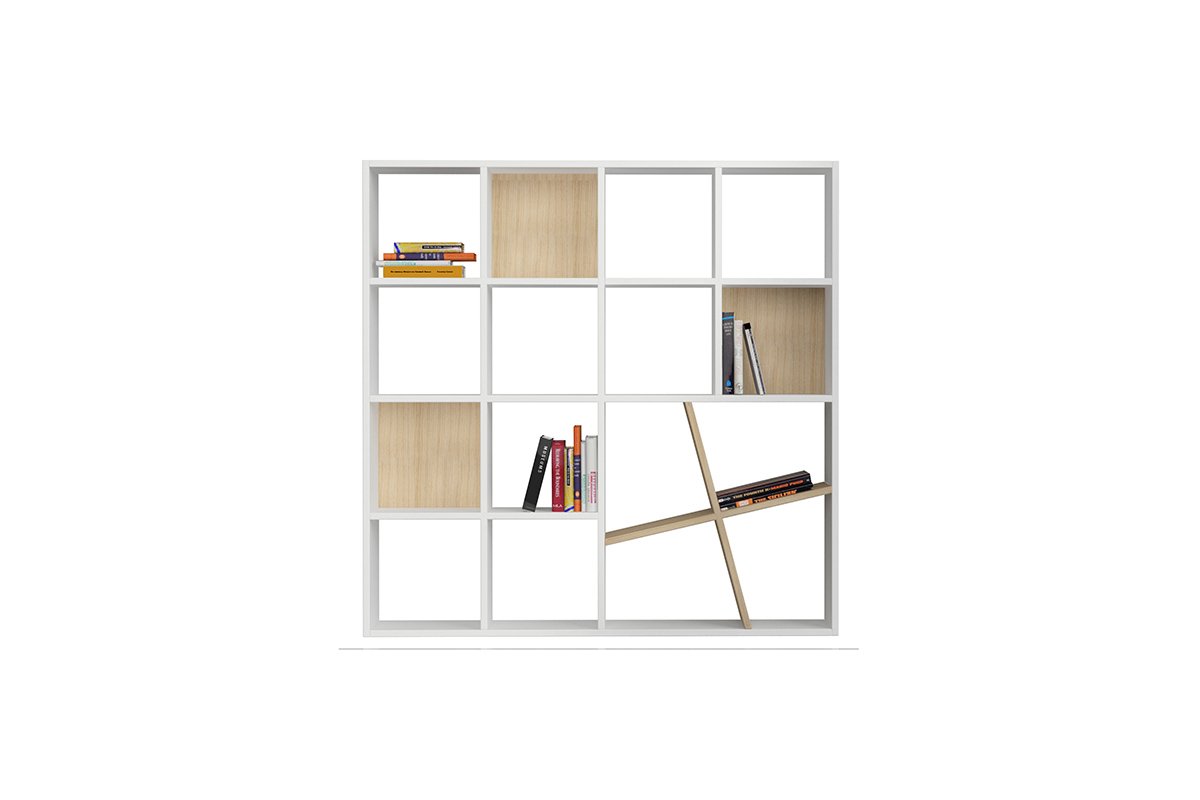 Βιβλιοθήκη «HONEY» σε χρώμα λευκό – δρυς 125x24x125