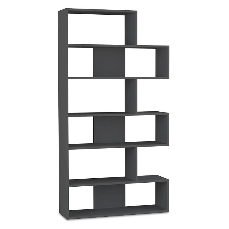 Βιβλιοθήκη “MOLLY Ν.2” σε xρώμα ανθρακί 94x30x178,5