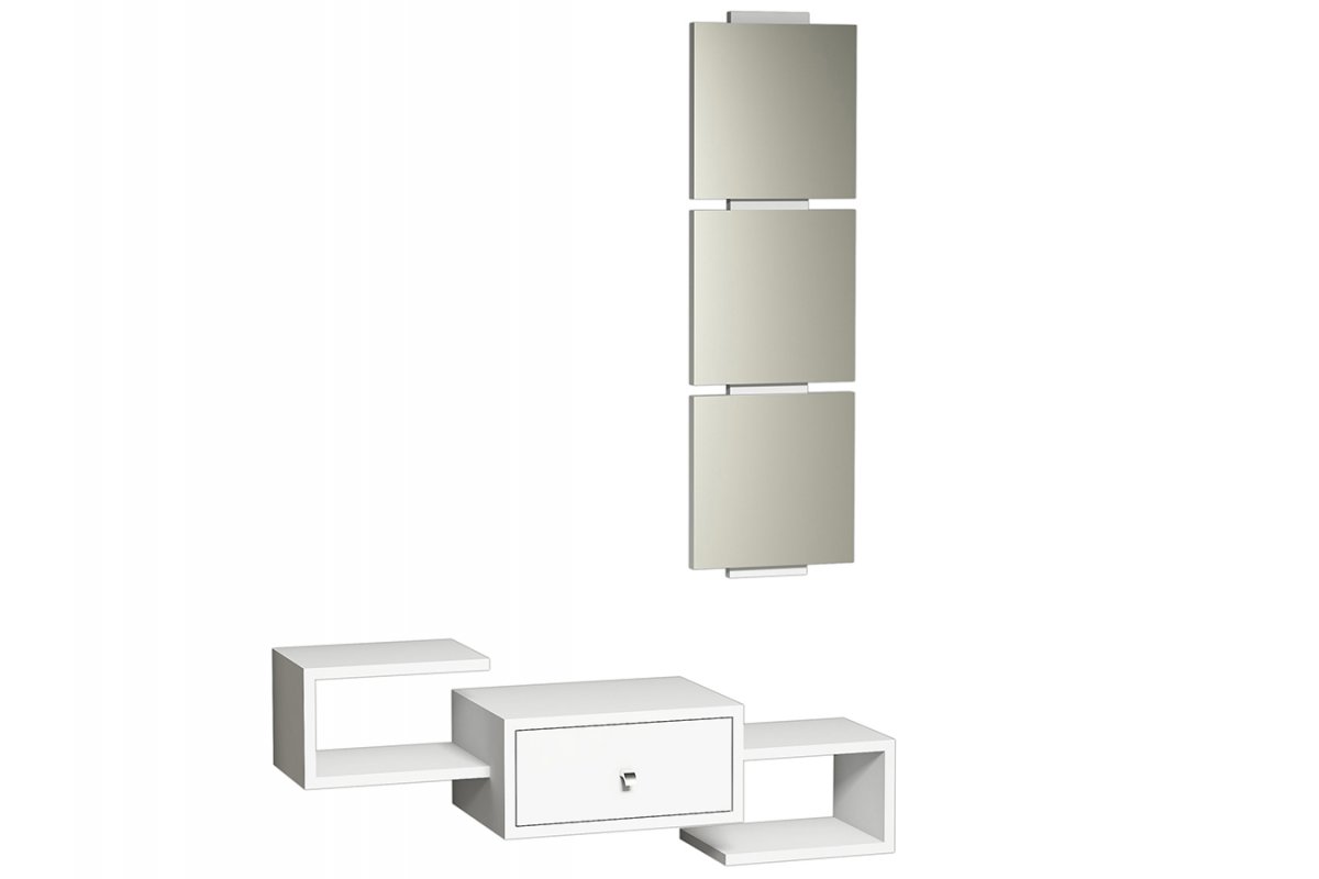 Κονσόλα «DORADO COAT» με καθρέφτη σε λευκό χρώμα 100x29x19
