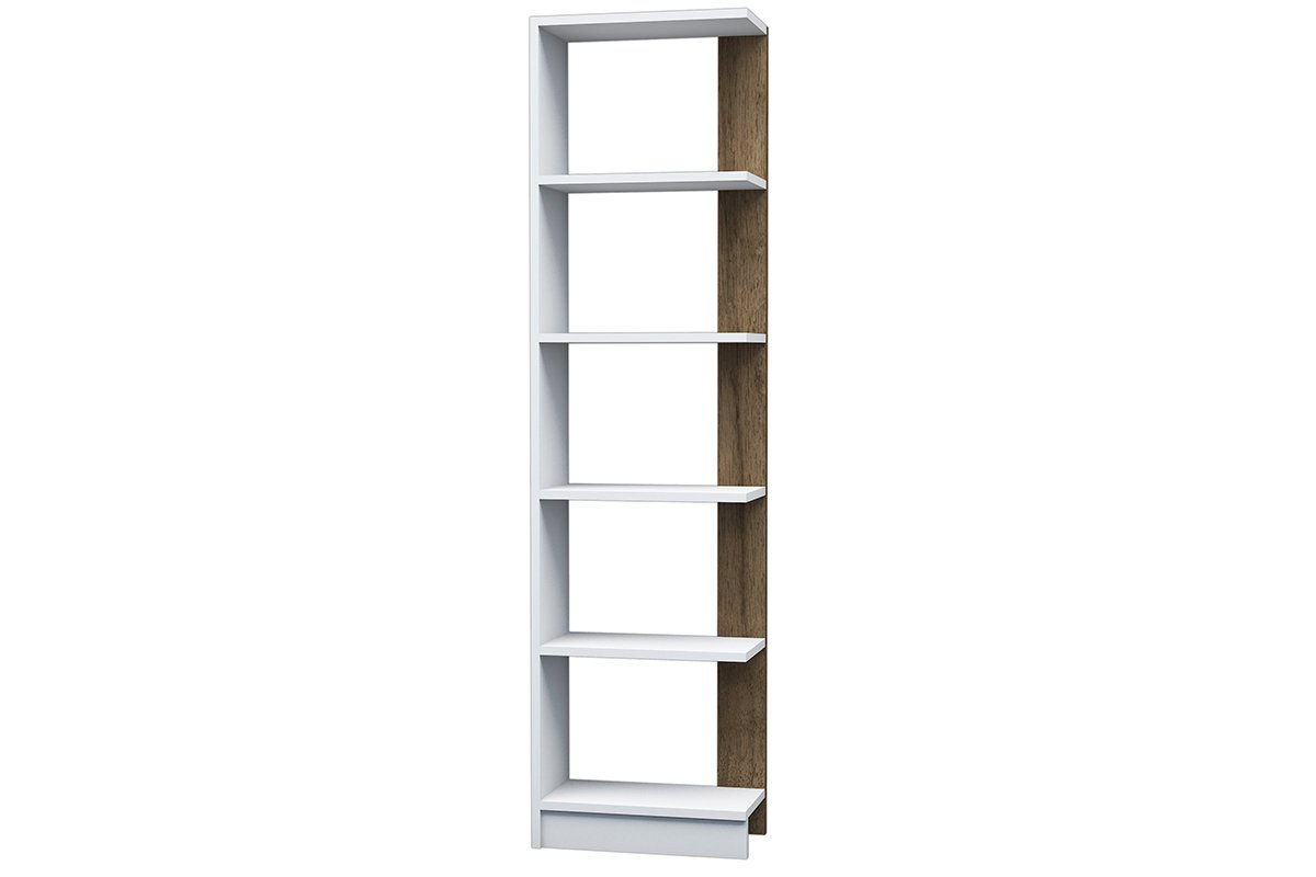 Βιβλιοθήκη “PUPIS” σε χρώμα λευκό-καρυδί 45x22x170