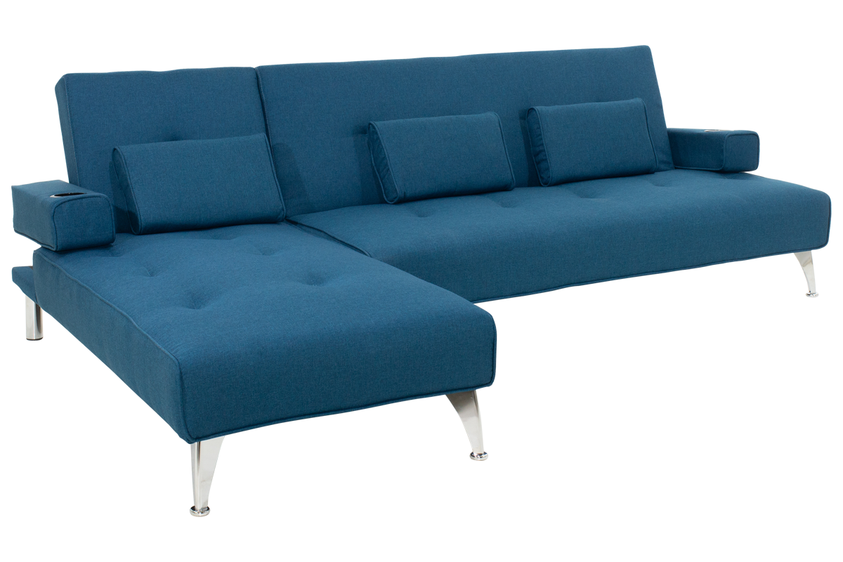 Γωνιακός καναπές-κρεβάτι “LUXURY” υφασμάτινος σε μπλε χρώμα 258x156x84