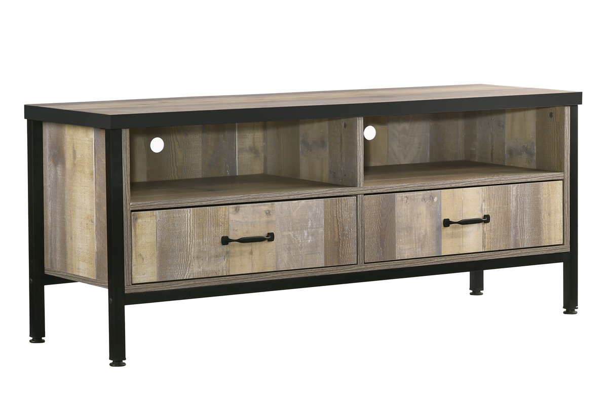 Έπιπλο τηλεόρασης «PACIFIC» σε χρώμα antique pallet-μαύρο 120x40x53