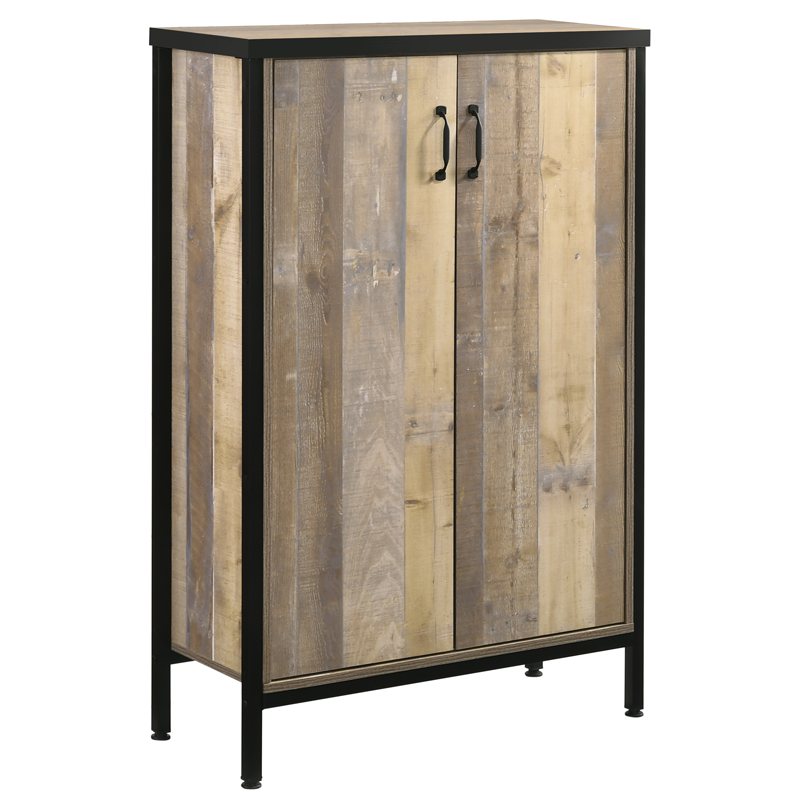 Παπουτσοθήκη-ντουλάπι «PACIFIC» σε χρώμα antique pallet-μαύρο 80×33,5×122