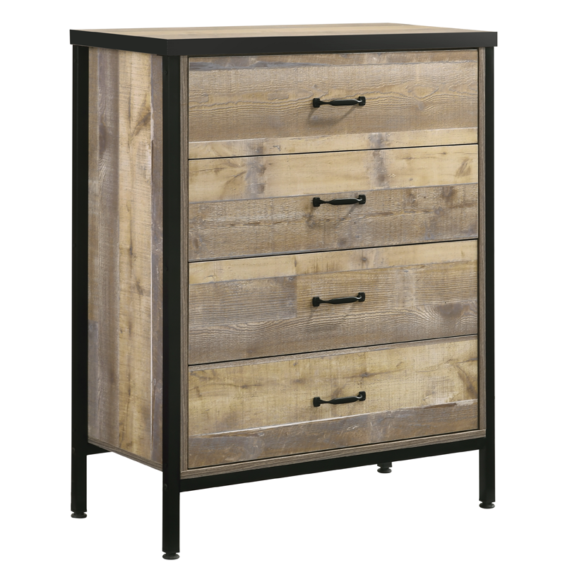 Συρταριέρα «PACIFIC» με 4 συρτάρια σε χρώμα antique pallet-μαύρο 80x40x93