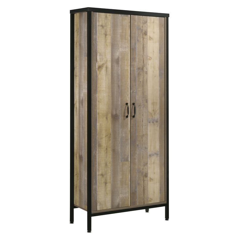 Παπουτσοθήκη-ντουλάπι «PACIFIC» σε χρώμα antique pallet-μαύρο 80×33,5×183