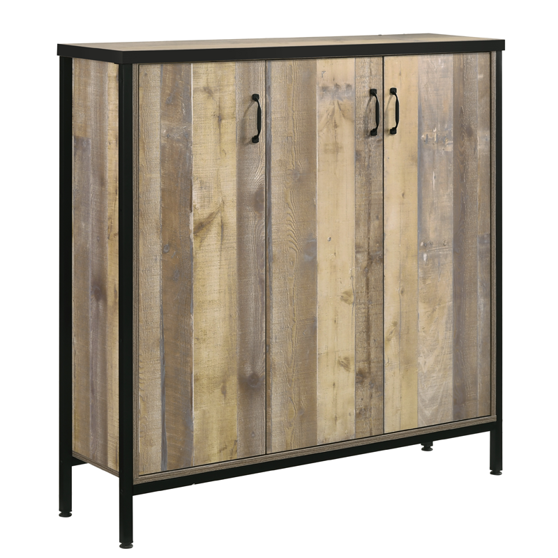 Παπουτσοθήκη-ντουλάπι «PACIFIC» σε χρώμα antique pallet-μαύρο 120×33,5×122