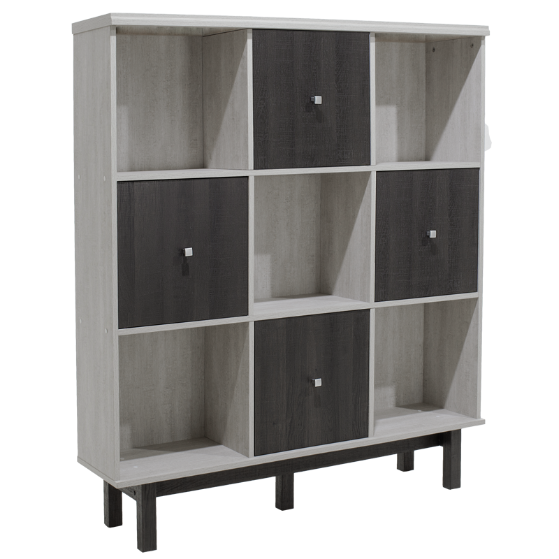 Bιβλιοθήκη «BONITO» σε χρώμα λευκό wash-βέγγε emboss 119,5x30x140
