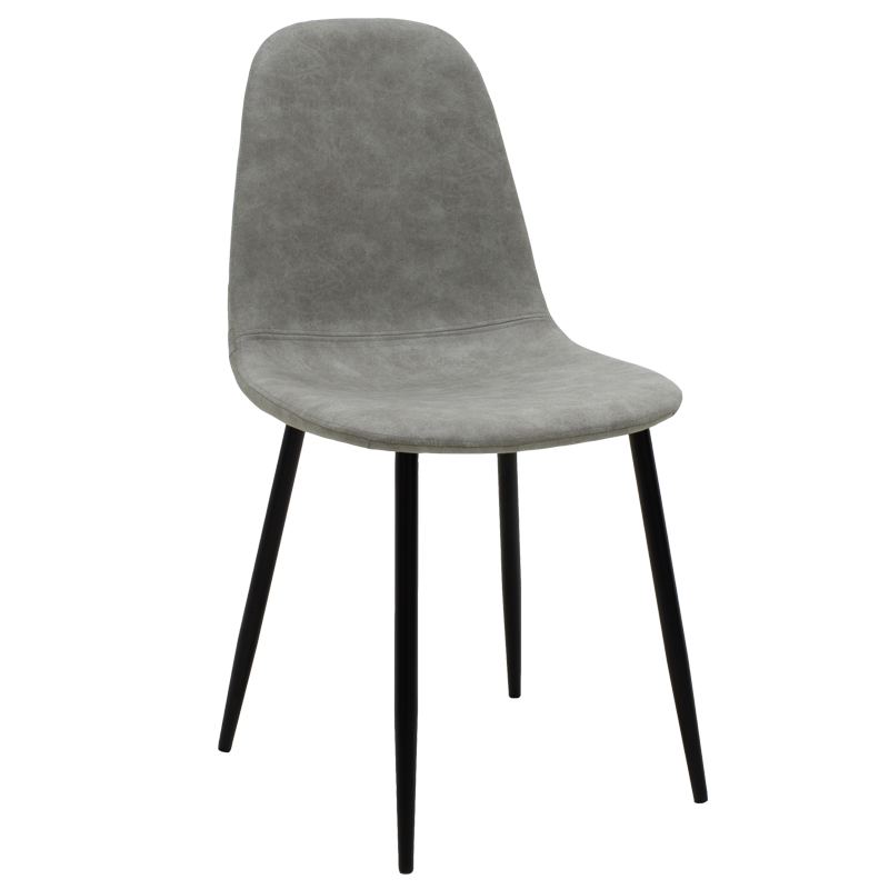 Καρέκλα “BELLA” μεταλλική σε χρώμα μαύρο με pu antique γκρι 44x50x88