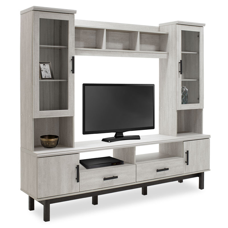 Σύνθεση σαλονιού “BΟΝΙΤΟ TV” χρώμα white wash-ebony 200x43x180