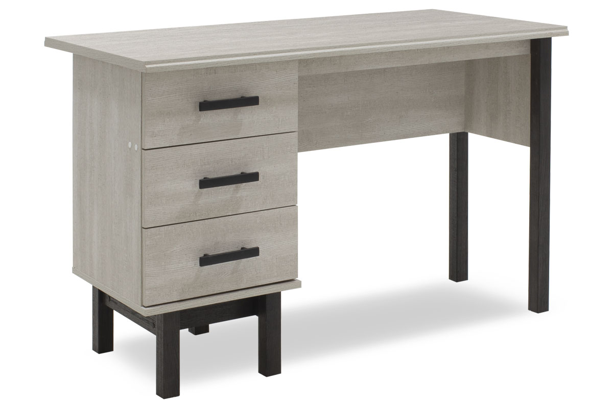 Γραφείο εργασίας Bonito με συρτάρια χρώμα white wash-ebony 121x60x75
