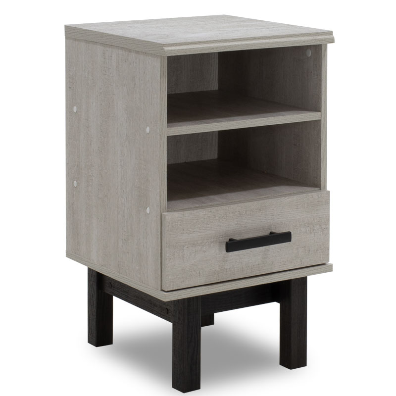 Κομοδίνο “BONITO” χρώμα white wash-ebony 40x40x68,5