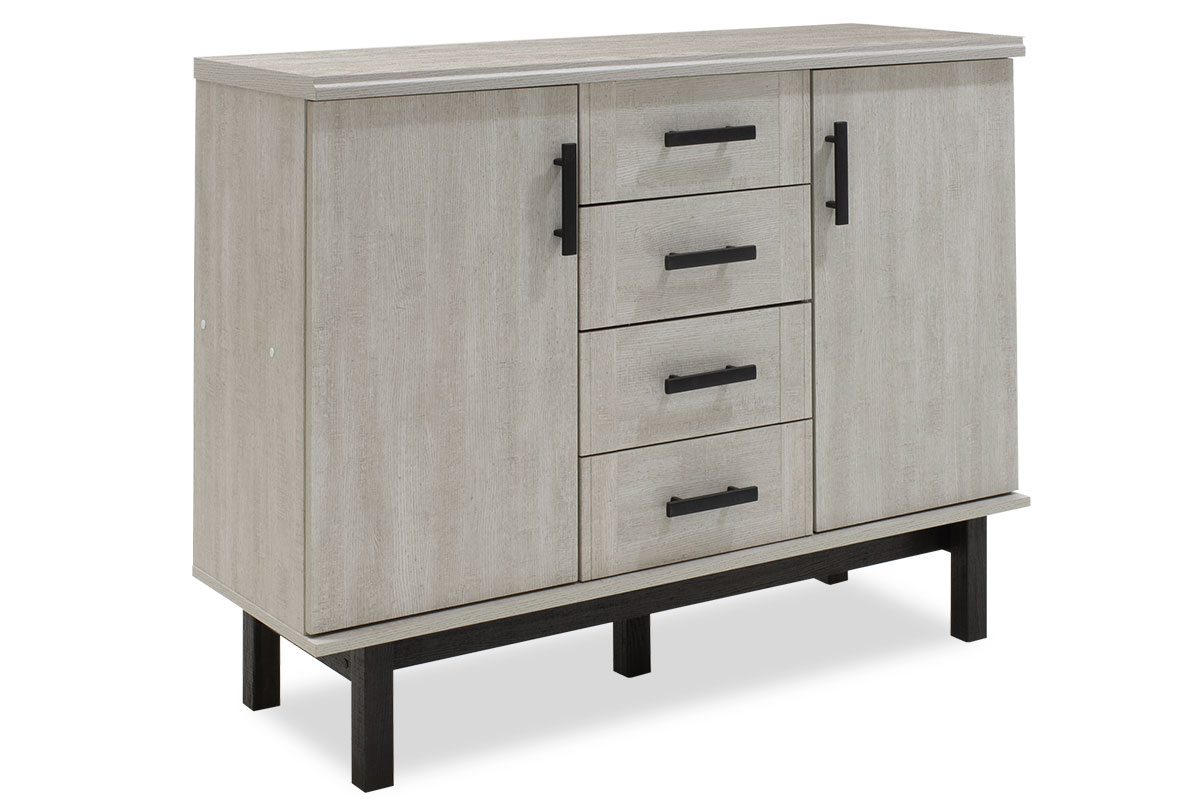 Μπουφές “BONITO” χρώμα white wash-ebony 120x41x92,5