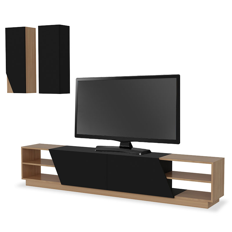 Σύνθετο σαλονιού σε χρώμα μαύρο/teak 240×37,5×47