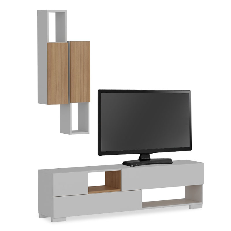 Σύνθετο σαλονιού σε χρώμα λευκό-teak 160×31,5×44