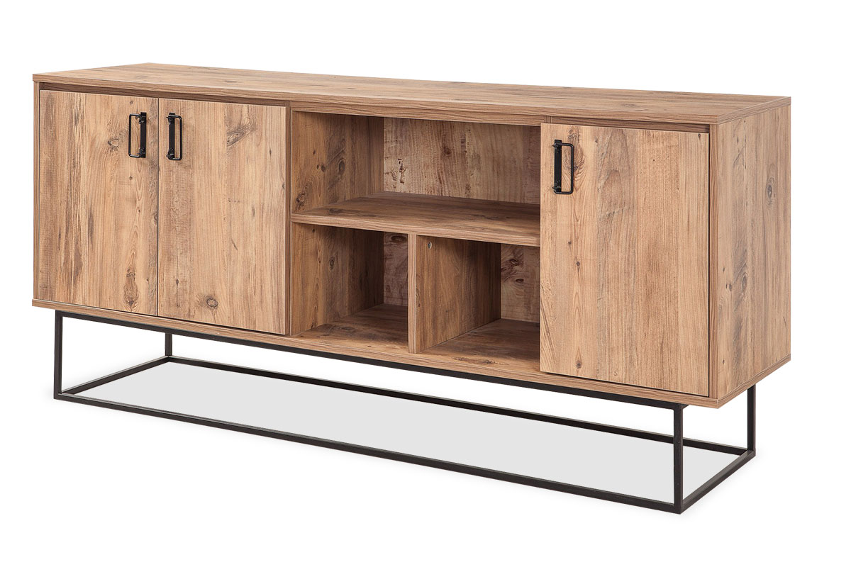 Μπουφές “PWF-0244” σε χρώμα πεύκου-μαύρο 180x45x80