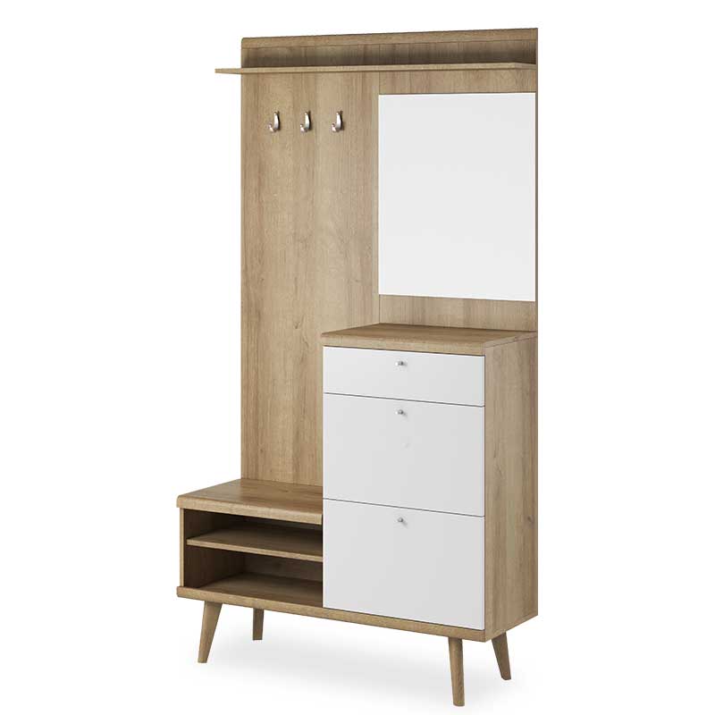 Έπιπλο εισόδου «Primo» σε χρώμα φυσικό-λευκό 110x34x200