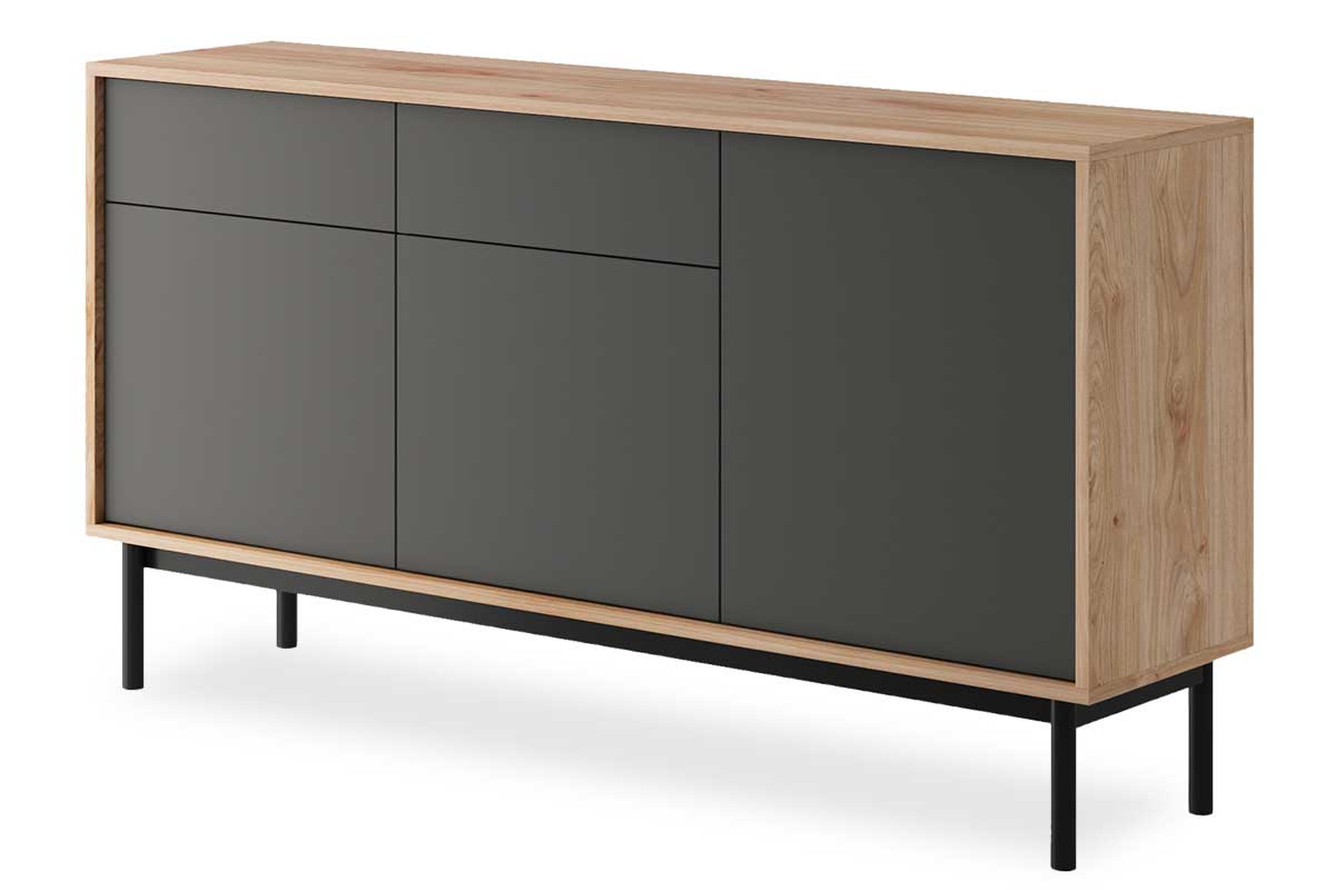 Μπουφές «BASIC» σε χρώμα φυσικό-μαύρο ματ 154x39x84