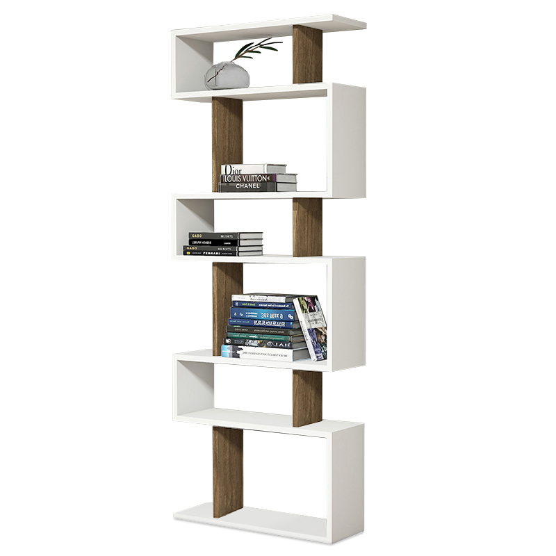 Βιβλιοθήκη «TABLERO» σε χρώμα λευκό-φυσικό 60x20x157