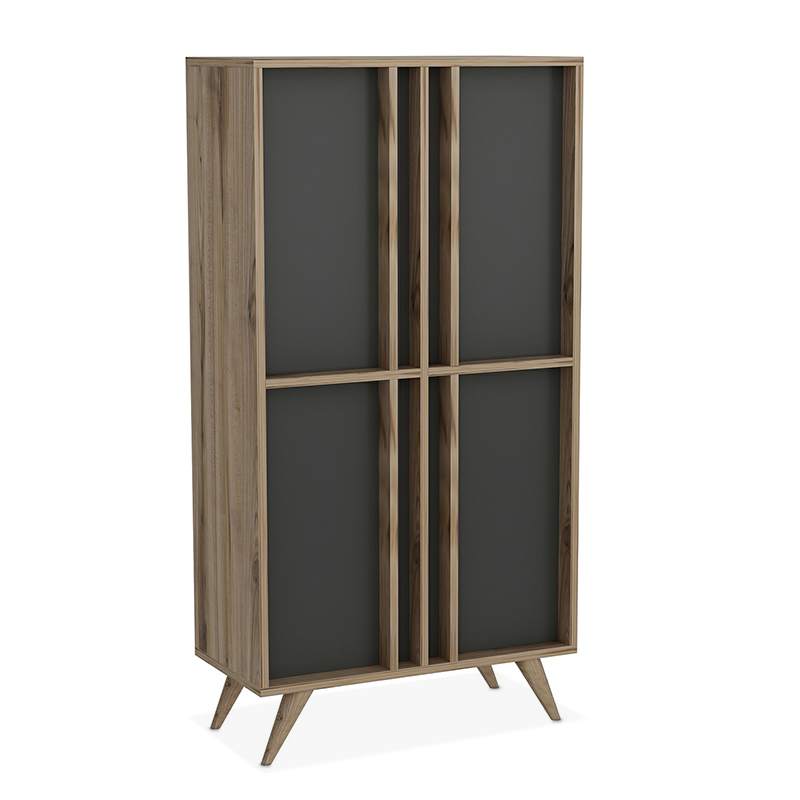 Ντουλάπα “RILLA” σε χρώμα καρυδί/ανθρακί 72x35x139