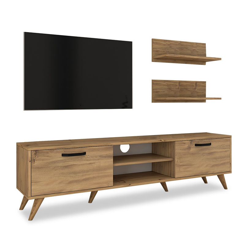 Έπιπλο τηλεόρασης PWF-0260 χρώμα καρυδί 180x35x48,5