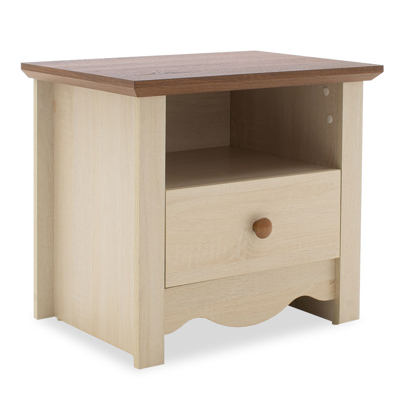 Κομοδίνο “LORAN” με συρτάρι χρώμα light oak-καρυδί 55x41x51