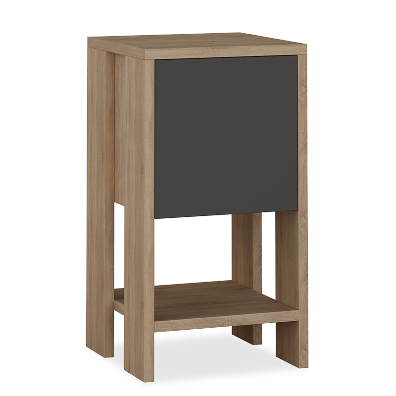 Κομοδίνο “EMA” σε χρώμα φυσικό-ανθρακί 30x30x55