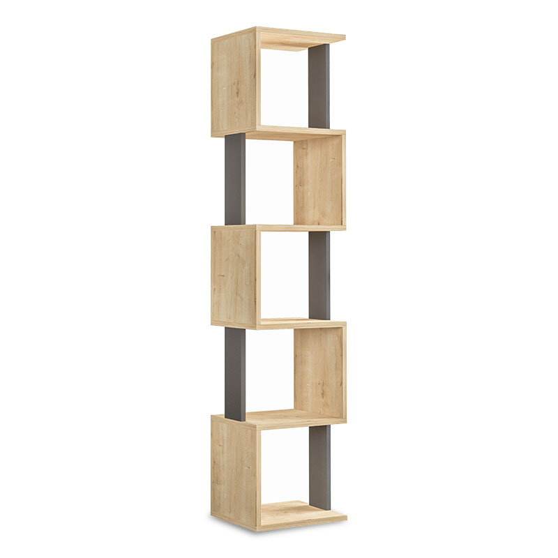 Βιβλιοθήκη-στήλη “PΙRI” χρώμα light oak-ανθρακί 35x30x161
