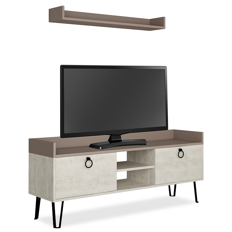 Έπιπλο τηλεόρασης «KEDAY TV» σε χρώμα λευκό ancient-light mocha 140x36x57