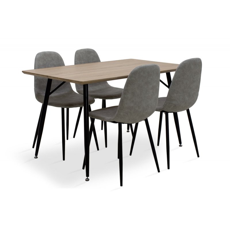 Σετ τραπεζαρίας 5 τεμαχίων “SOL” από mdf/PU σε χρώμα γκρι 130x80x75,5