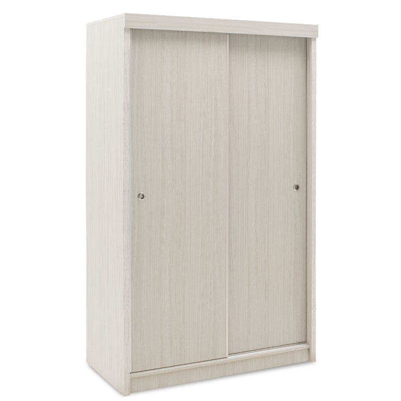 Ντουλάπα ρούχων “BOLERO” δίφυλλη με συρόμενες πόρτες σε λευκό-γκρι χρώμα 110×53.5×180