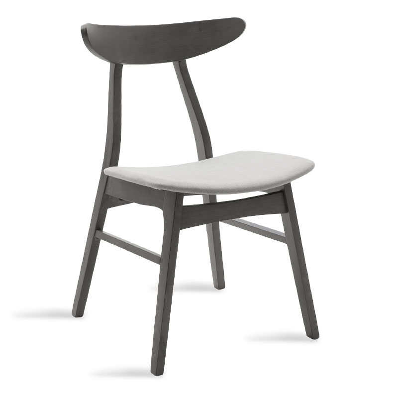 Καρέκλα “ORLEAN” από μασιφ ξύλο rubber wood σε rustic grey χρώμα με γκρι ύφασμα 49×53.50×78