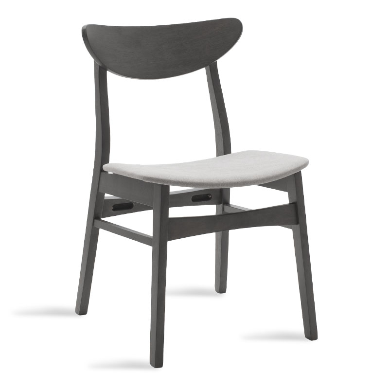 Καρέκλα “ADOREE” από μασιφ ξύλο rubber wood σε rustic grey χρώμα με γκρι ύφασμα 45.50×51.50×77