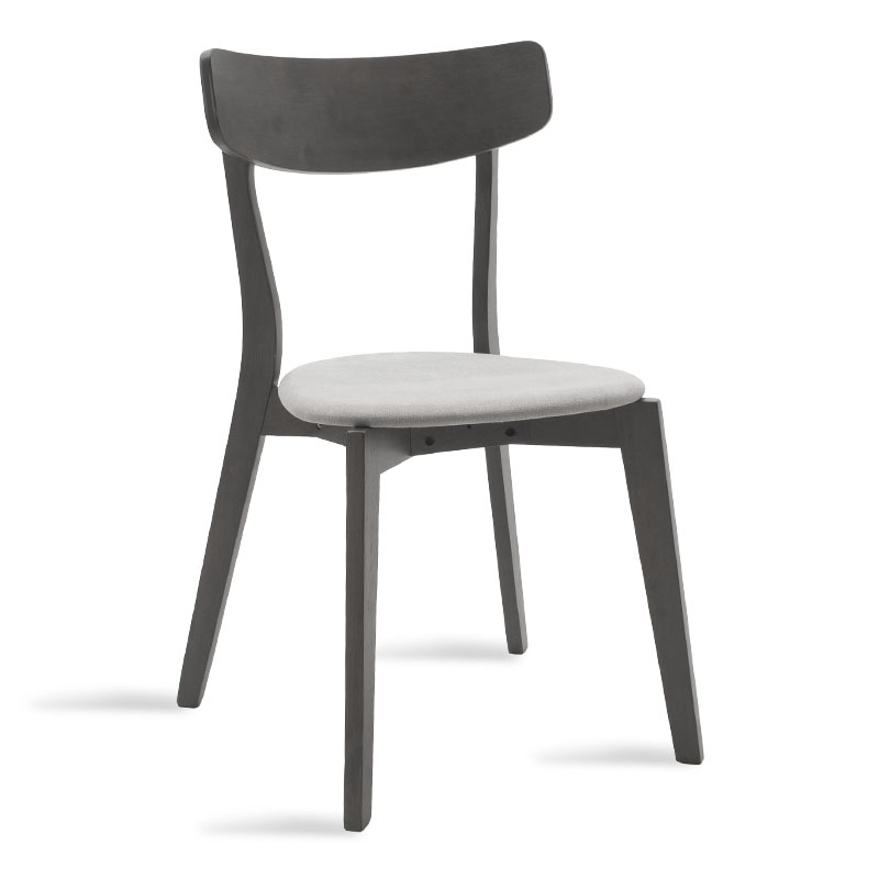 Καρέκλα “TOTO” από μασιφ ξύλο rubber wood σε rustic grey χρώμα με γκρι ύφασμα 45x48x78