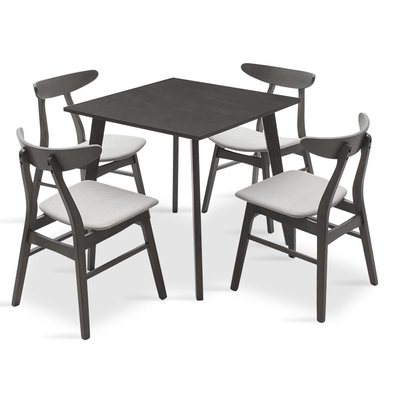 Tραπεζαρία “BENSON-ORLEAN” σετ 5τμχ υφασμάτινο σε rustic grey-γκρι 80x80x75