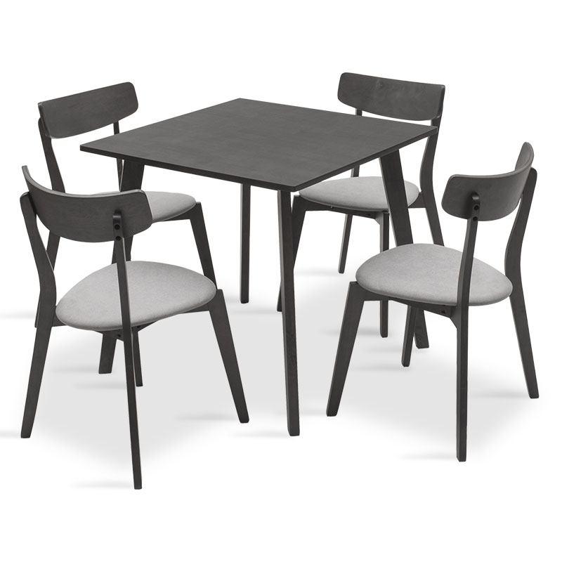 Σετ τραπεζαρίας 5τμχ “BENSON-TOTO” υφασμάτινη σε rustic grey-γκρι χρώμα 80x80x75