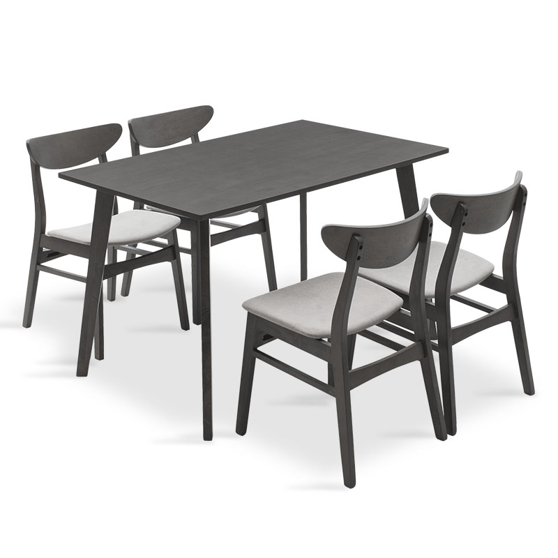 Tραπεζαρία “BENSON-ADOLF” σετ 5τμχ υφασμάτινο σε rustic grey-γκρι 120x75x75
