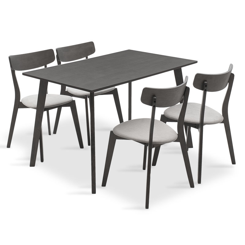 Tραπεζαρία “BENSON-TOTO” σετ 5τμχ υφασμάτινο σε rustic grey-γκρι 80x80x75