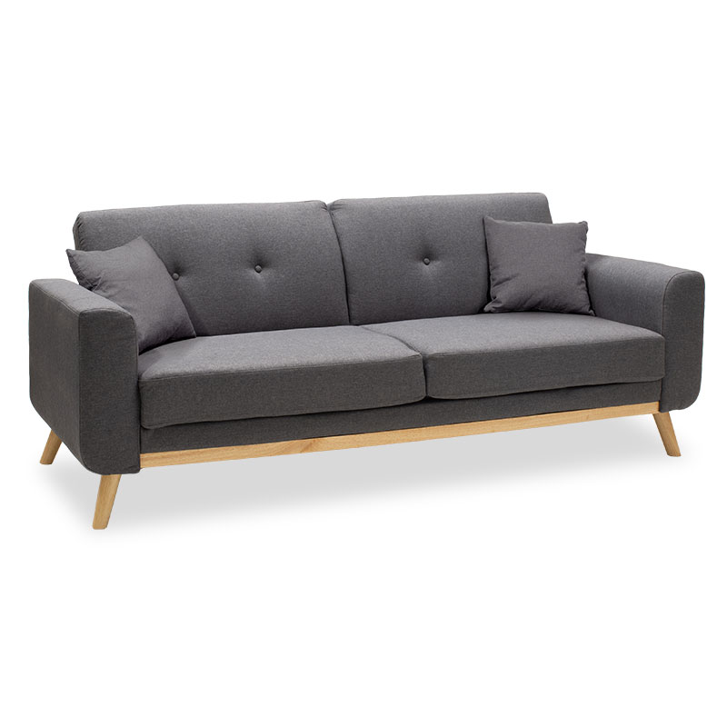Καναπές-κρεβάτι “CARMELO” τριθέριος με γκρι ύφασμα 214x80x86