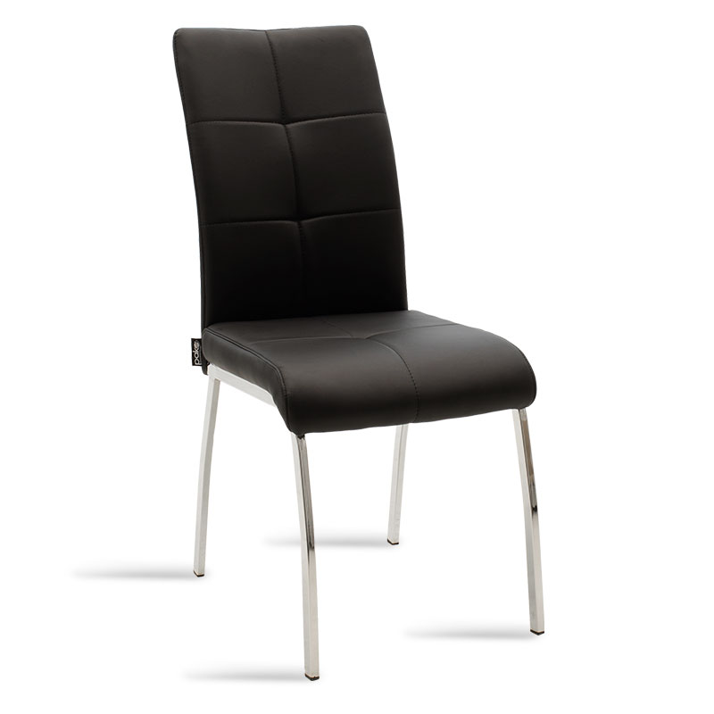 Καρέκλα “ARIADNE” μεταλλική χρωμίου με pu σε χρώμα μαύρο 43x63x96