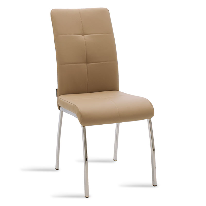 Καρέκλα “ARIADNE” μεταλλική χρωμίου με pu σε χρώμα μόκα 43x63x96